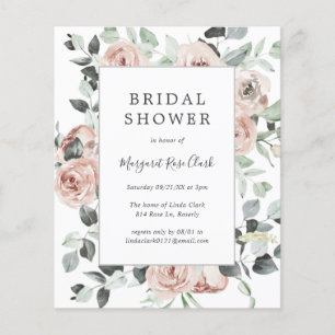 Dusty Rose Floral Budget Bridal Shower Invitation