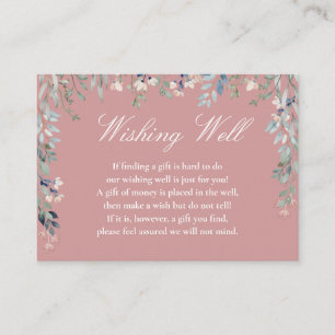 Dusty Rose Floral Cascade Wishing Well Wedding Enclosure Card