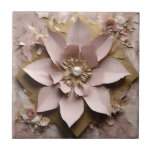 Dusty Rose Floral - Ceramic Tile<br><div class="desc">Dusty Rose Floral - Ceramic Tile 
For Wooden Keepsake Box 
Design 07
A perfect little gift!</div>