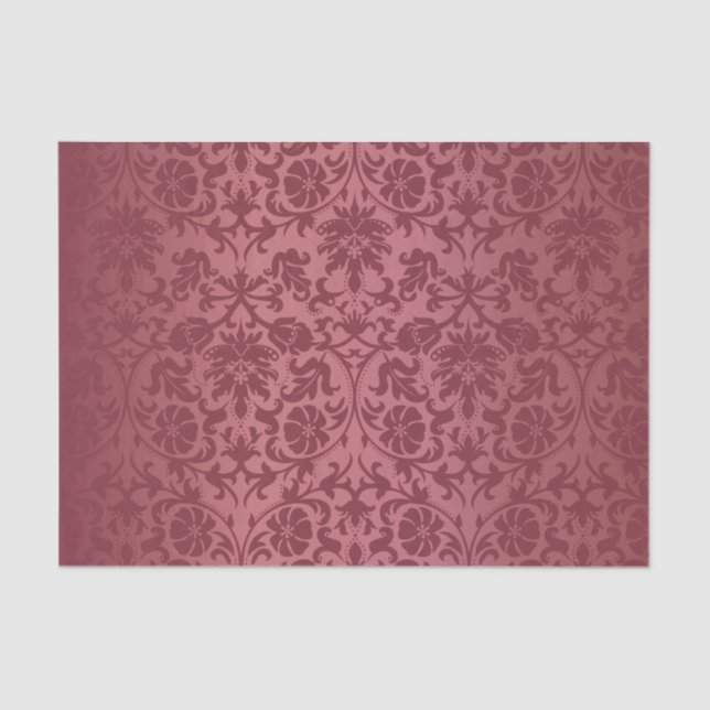 Dusty Rose Floral Damask Tissue Paper (Front)