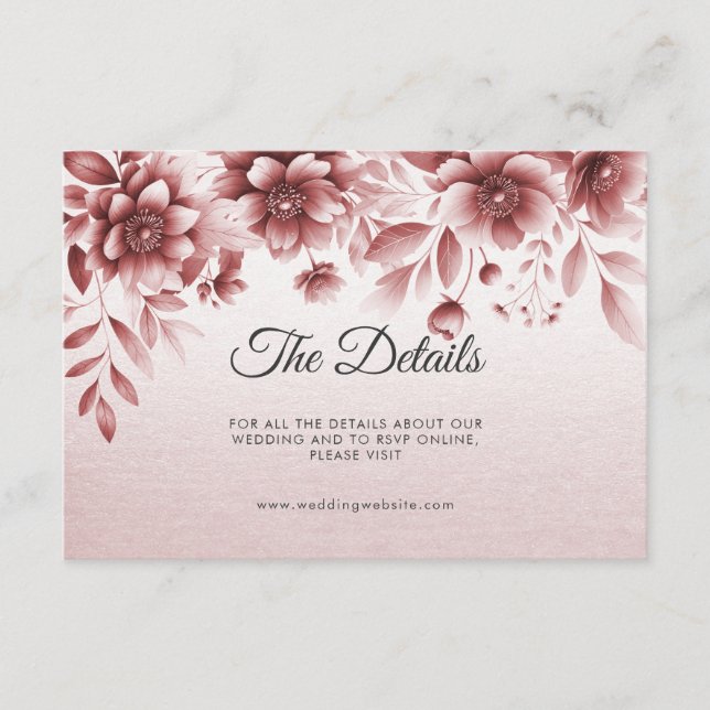 Dusty Rose Floral Detail Enclosure Card (Front)