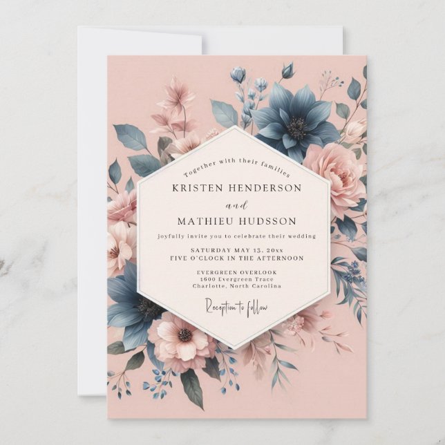 Dusty Rose Floral Elegance Wedding Invitation (Front)
