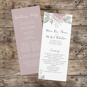 Dusty Rose Floral Elegant Flower Ceremony Program Programme