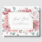 Dusty Rose Floral Elegant Wedding Guest Book