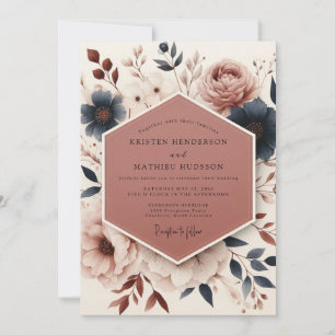 Dusty Rose Floral Ethereal Wedding Invitation