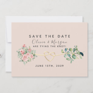 Dusty Rose Floral Eucalyptus Wedding Save The Date