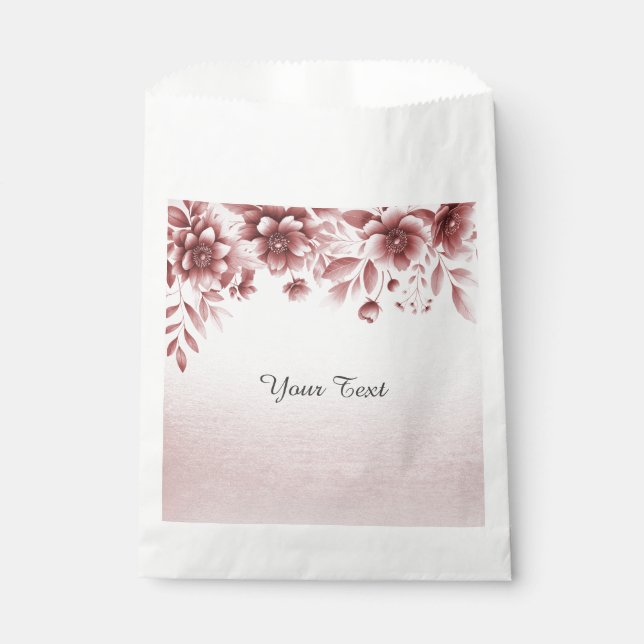 Dusty Rose Floral Favour Bag (Front)