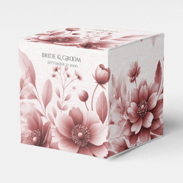 Dusty Rose Floral Favour Box (Front Side)