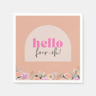 Dusty Rose floral "hello four-oh" retro Napkin