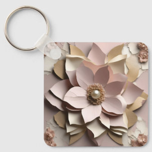 Dusty Rose Floral  Key Ring