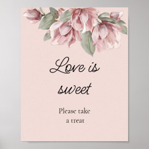 Dusty Rose Floral love is sweet bridal shower Poster