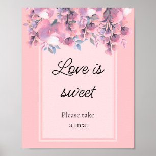 Dusty Rose Floral love is sweet bridal shower Poster