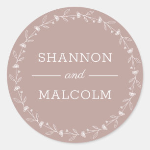 Dusty Rose Floral Minimalist Wedding Envelope Seal