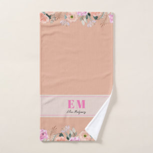 Dusty Rose floral monogrammed Hand Towel