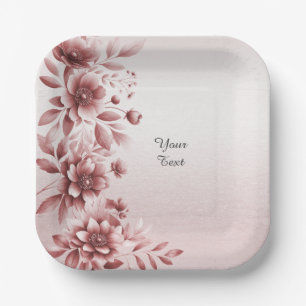 Dusty Rose Floral Paper Plate