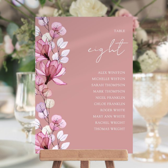 Dusty Rose Floral Photo Table Number Seating Chart (Dusty Rose Floral Photo Table Number Seating Chart)