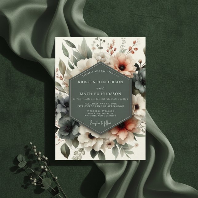 Dusty Rose Floral Romantic Wedding Invitation (Creator Uploaded)