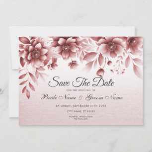 Dusty Rose Floral Save The Date