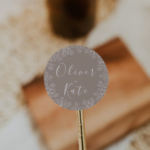 Dusty Rose Floral Script Wedding Envelope Seal