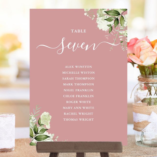 Dusty Rose Floral Seating Plan Table Number (Dusty Rose Floral Seating Plan Table Number)