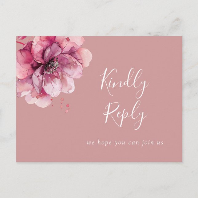 Dusty Rose Floral Song Request RSVP Postcard (Front)