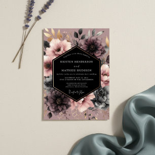 Dusty Rose Floral Wedding Invitation