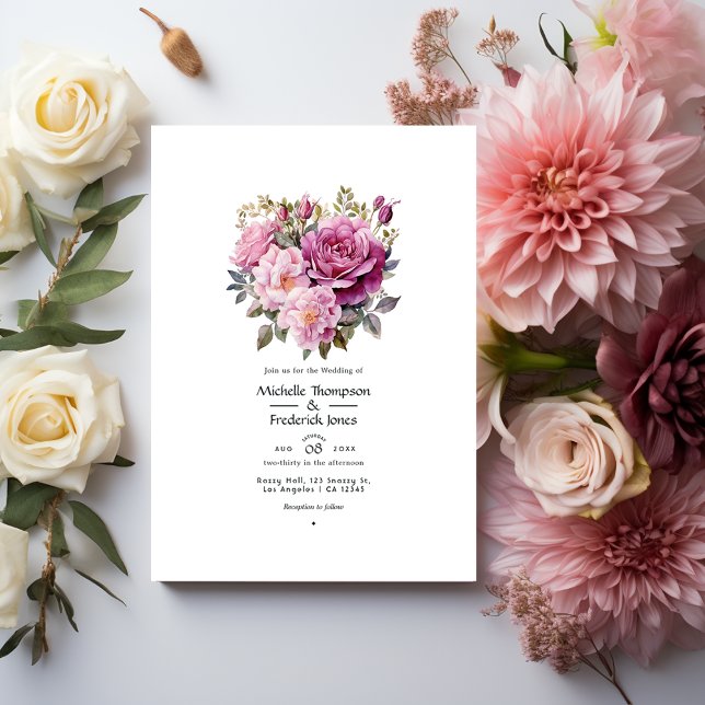 Dusty Rose Floral Wedding Invitation (Creator Uploaded)