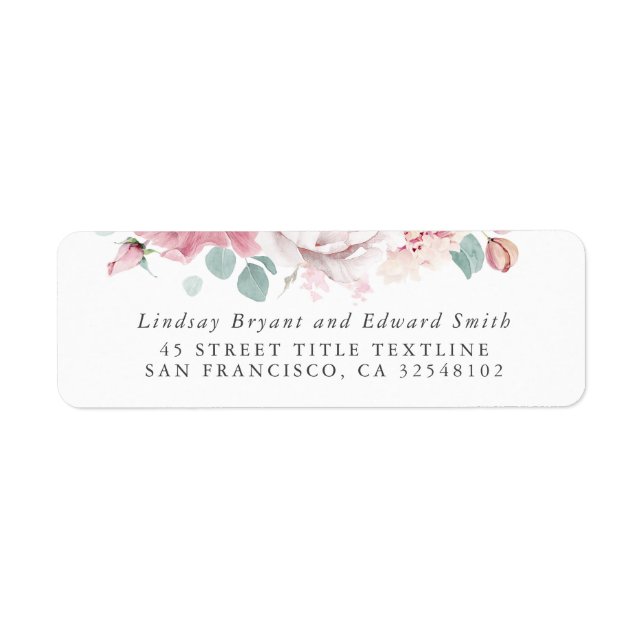 Dusty Rose Floral Wedding Label (Front)