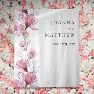 Dusty Rose Floral Wedding Photo Booth Backdrop Tapestry