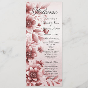 Dusty Rose Floral Wedding Program Programme