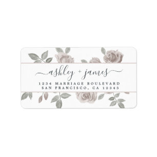 Dusty Rose Floral Wedding Return Address Label