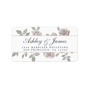 Dusty Rose Floral Wedding Return Address Label