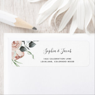 Dusty Rose Floral Wedding Return Address Label