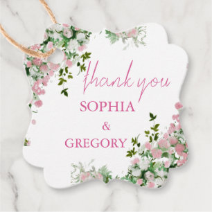 Dusty Rose Floral Wedding Thank You Favour Gift Ta Tags