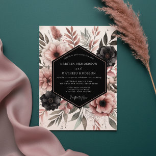Dusty Rose Floral Woodland Wedding Invitation