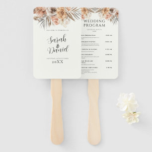 Dusty Rose Floral Wreath Wedding Programs Hand Fan