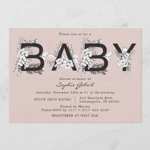 Dusty Rose Florals Bouquet Baby Shower Invitation