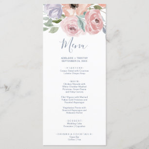 Dusty Rose Florals Dinner Menu Card