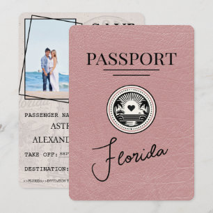 Dusty Rose Florida Passport Save The Date