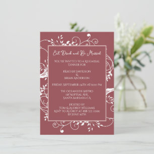 Dusty Rose Flourish Rehearsal Dinner Invitation