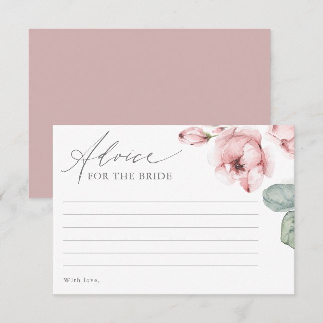 Dusty Rose Flower Advice for the Bride Bridal Card (Front/Back)