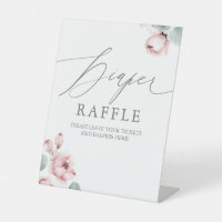 Dusty Rose Flowers Diaper Raffle Ticket Place Sign