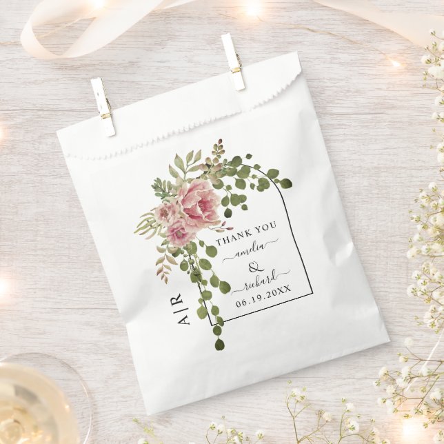 Dusty rose flowers Thank You spring wedding Favour Bags (Clipped)