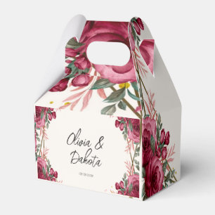 Dusty Rose Geometric Floral Wedding Favour Box