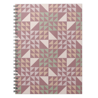 Dusty Rose Geometric Quilt Pattern Notebook