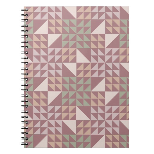 Dusty Rose Geometric Quilt Pattern Notebook (Front)