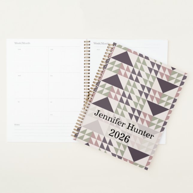 Dusty Rose Geometric Quilt Pattern Planner (Display)