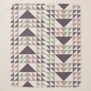 Dusty Rose Geometric Quilt Pattern Sherpa Blanket