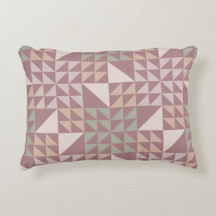 Dusty Rose Geometric Quilt Pattern Throw Pillow