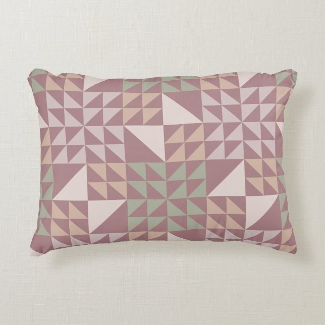 Dusty Rose Geometric Quilt Pattern Throw Pillow (Front)